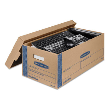 Bankers Box® Smoothmove Prime Moving And Storage Boxes, Small, Half Slotted Container (hsc), 24" X 12" X 10", Brown Kraft-blue, 8-carton freeshipping - TVN Wholesale